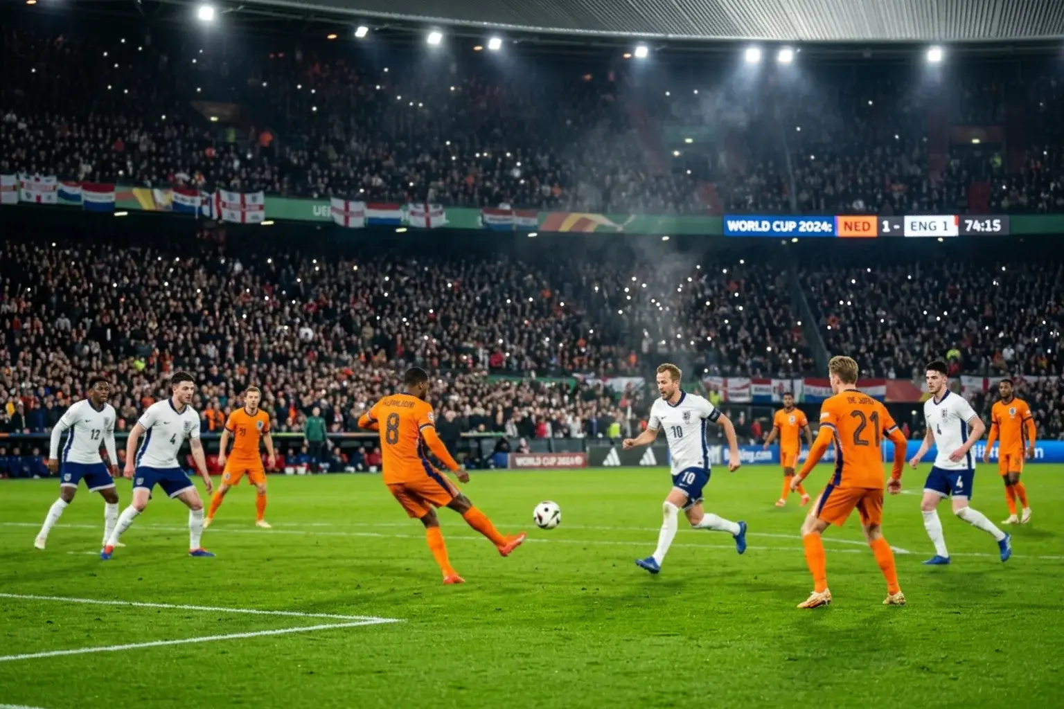 Csoportmérkőzés a világbajnokságon focilabdával és stadionnal