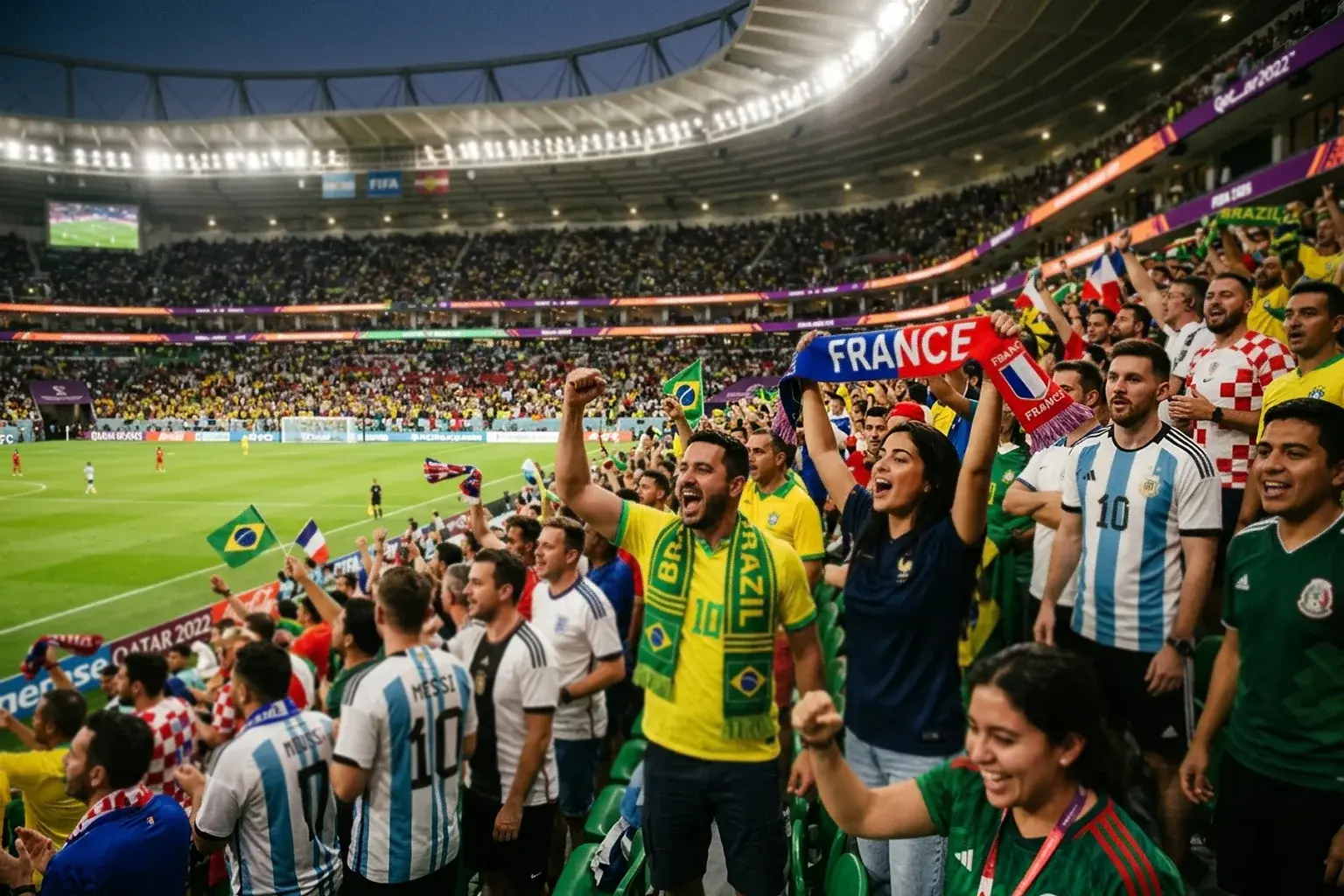 Szurkolók egy futballstadion lelátóján a 2026-os világbajnokságon