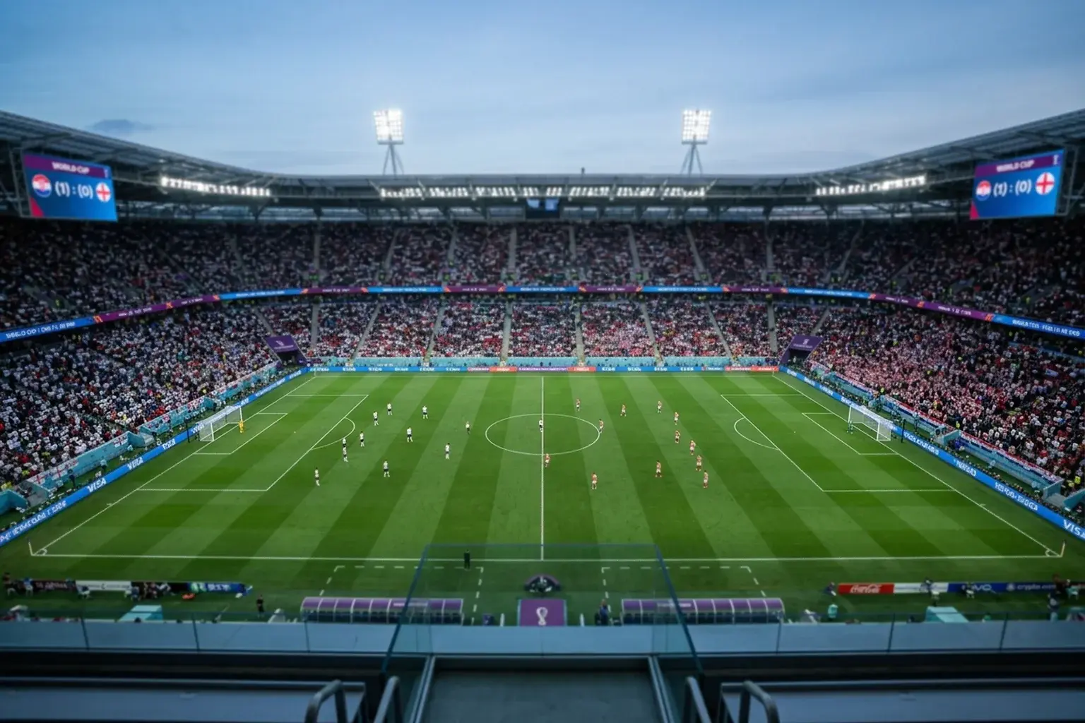 Focisták a világbajnokság csoportmérkőzésén stadionban