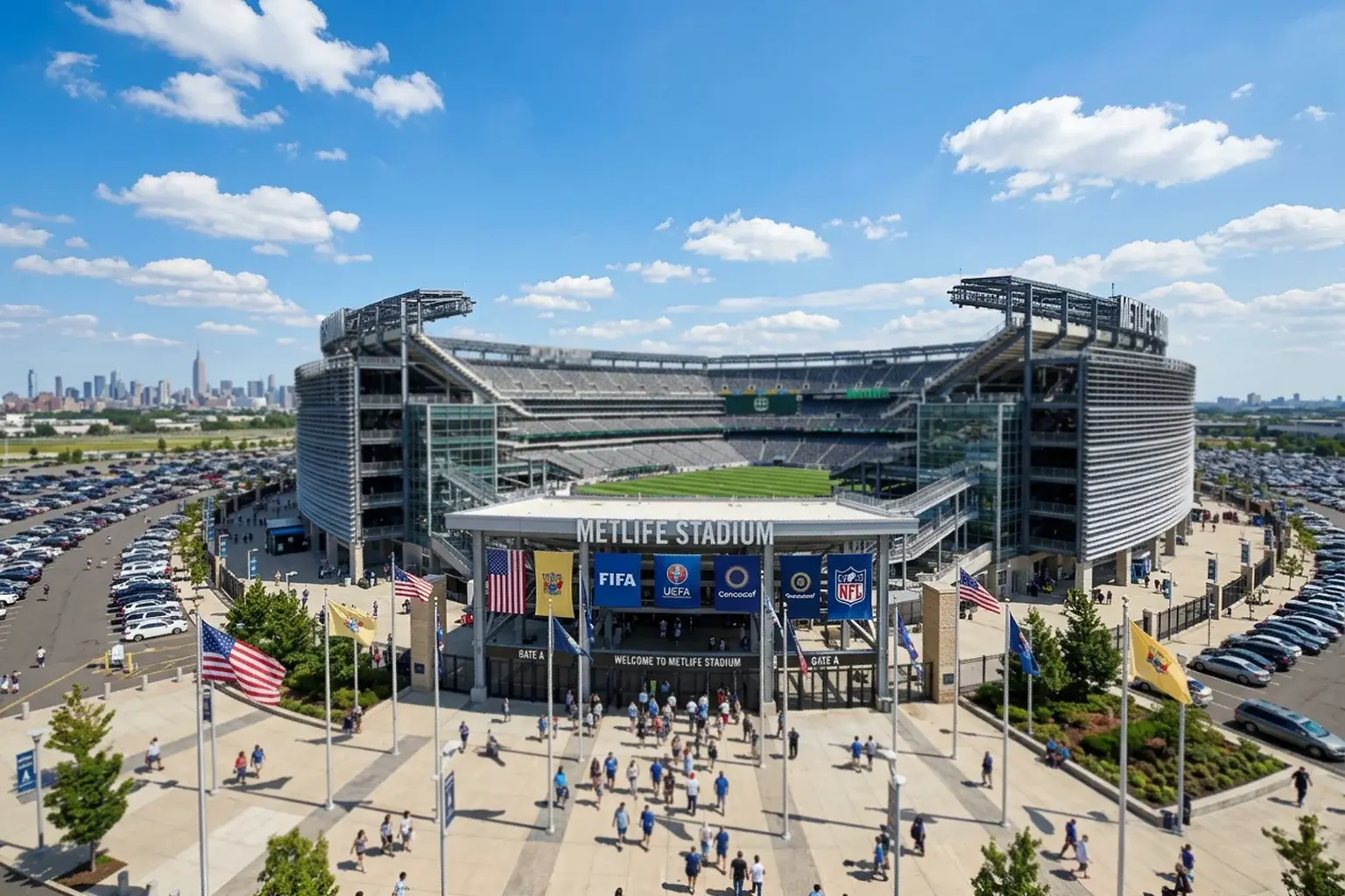 MetLife Stadium stadion New Jersey-ben focipálya zöld gyeppel